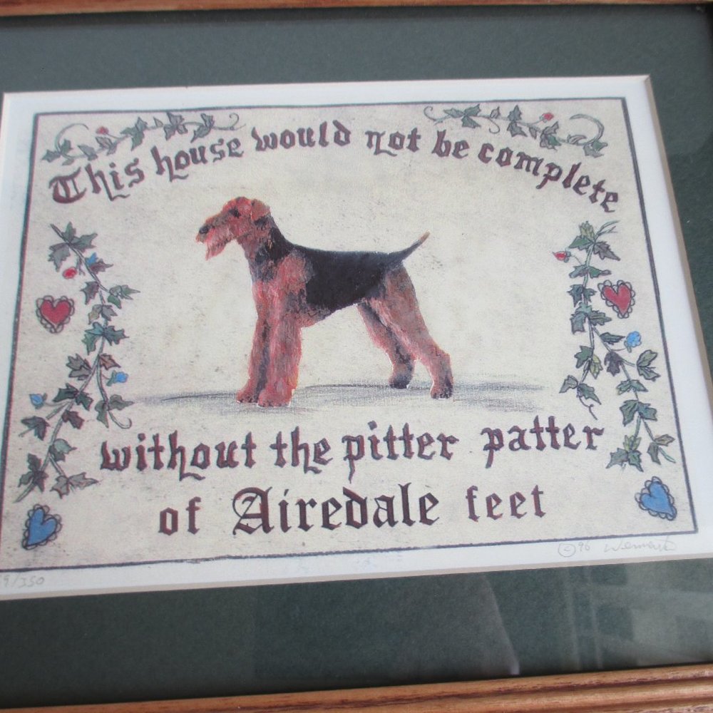 Vintage Airedale Dog Owner Framed Print Wall Art - Picture 2 of 9